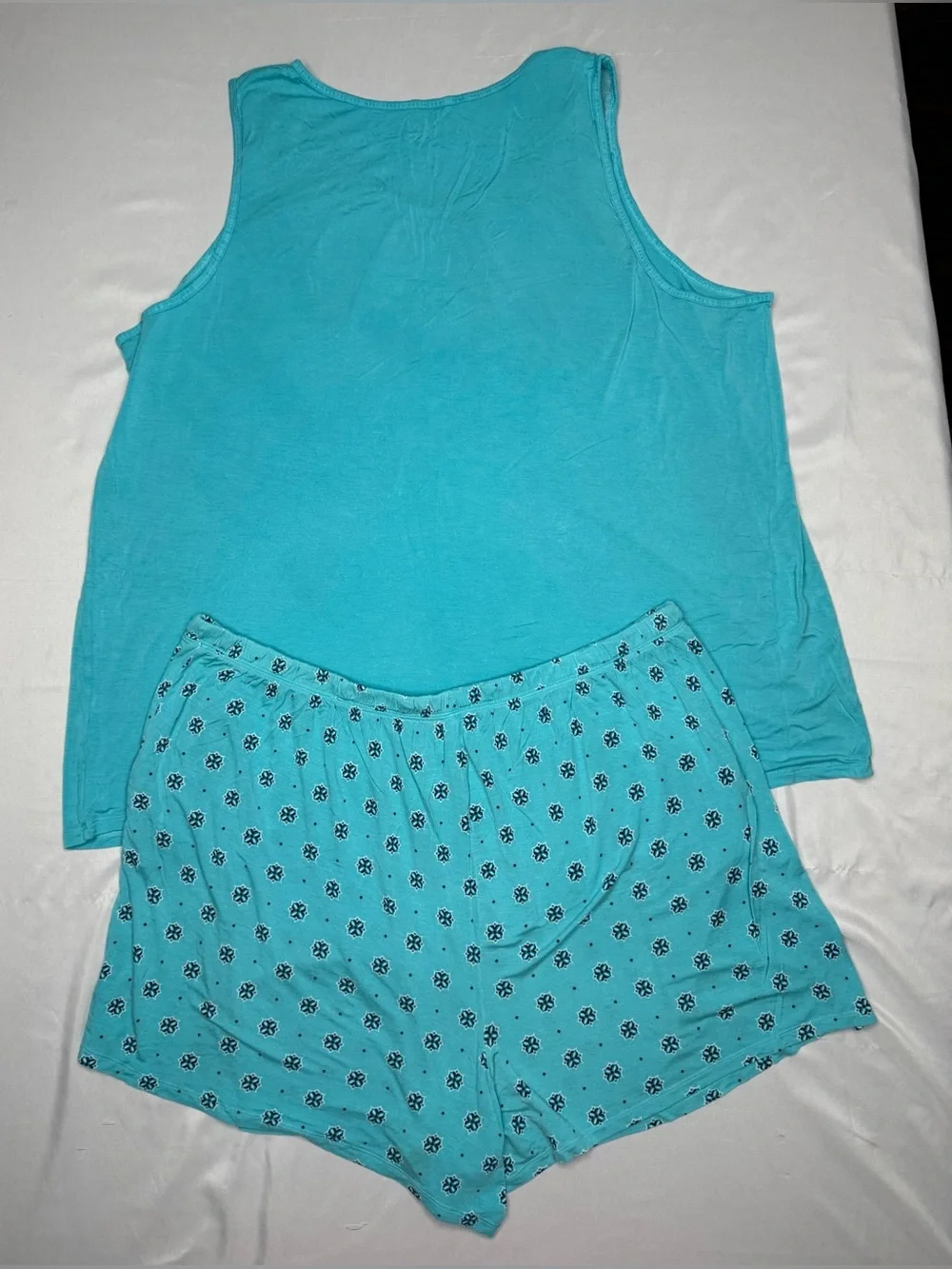 croft & barrow Turquoise Tank Top and Printed Shorts Pajama Set
